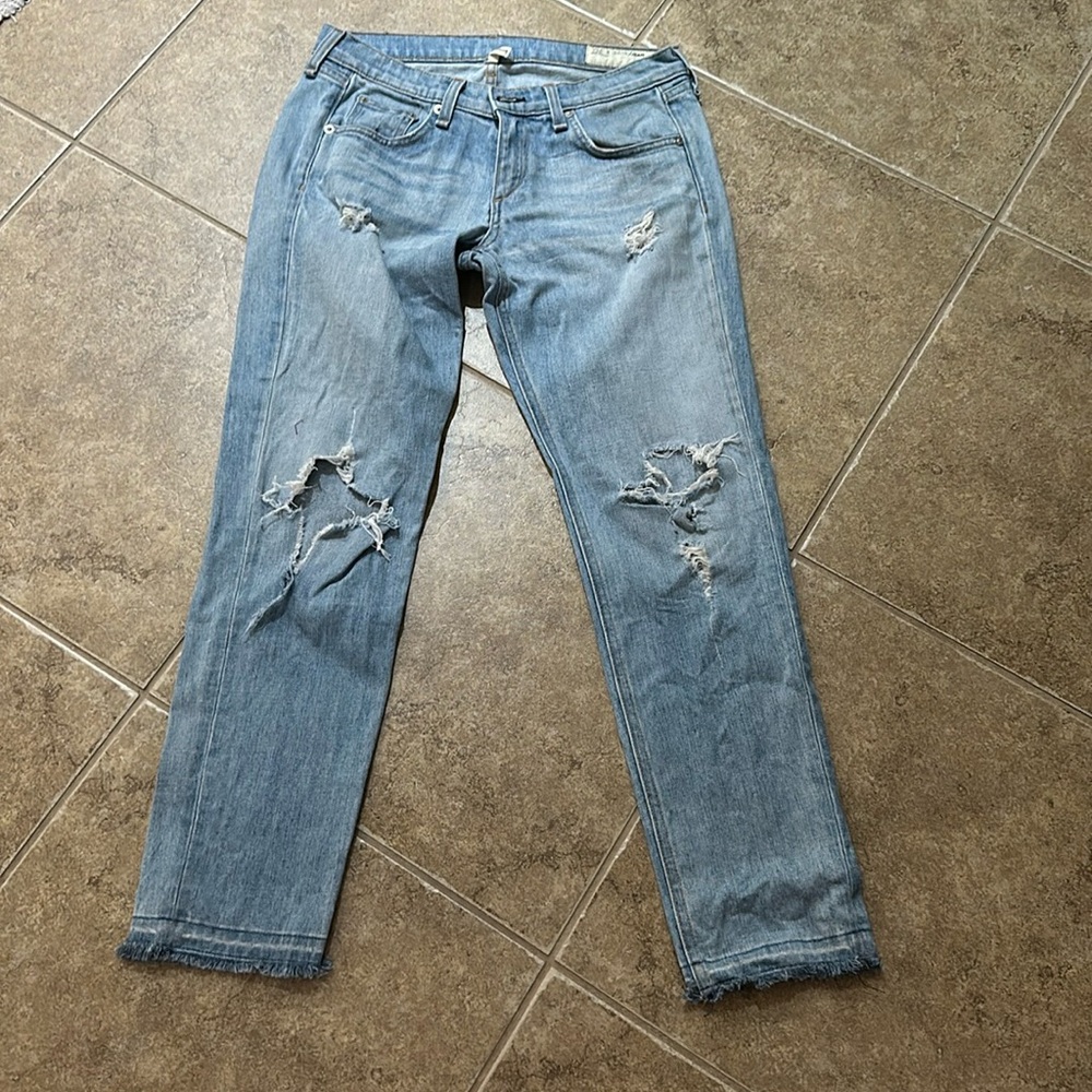 Rag and Bone Boyfriend cut distressed denim